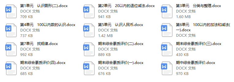 人教版 小学数学 一年级（下册）第1-7单元测试卷+期中期末卷附答案（1）