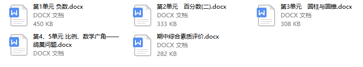 人教版 小学数学 六年级（下册）第1-5单元测试卷+期中期末卷附答案（1）